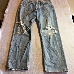 AGOLDE 90s Jean Women's Light Wash Distressed Organic Cotton Size 36x29